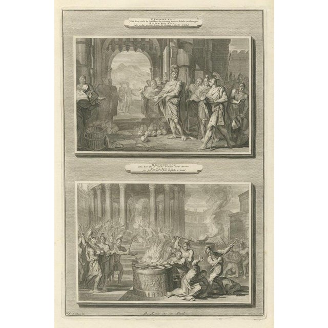 Pieter Mortier, Jehu and the Heads of Ahab's Sons and Baal's Prophets Slain, 1700, Engraving For Sale - Image 12 of 12