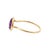 An 18k gold late 20th-century ring featuring a triangular-cut amethyst. The amethyst is a vibrant purple. The band is...