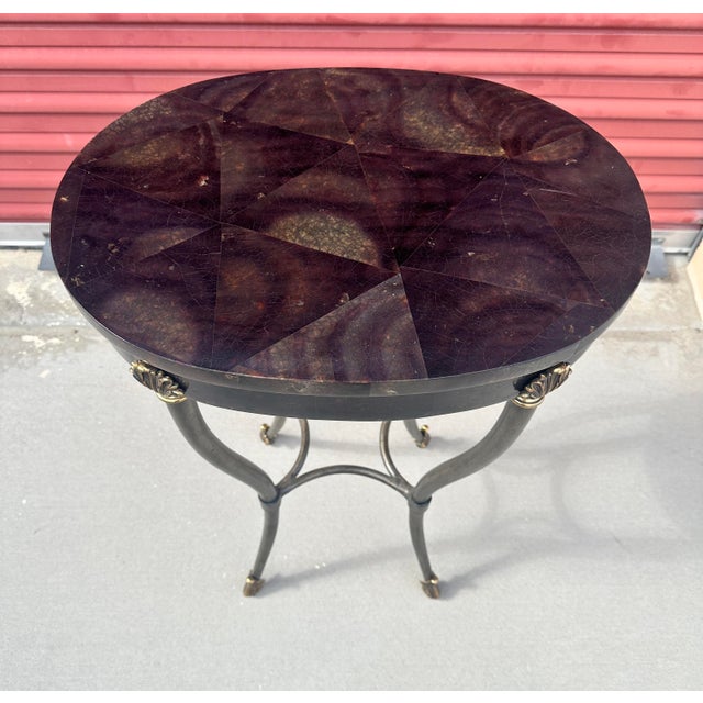 Ethan Allen Ethan Allen Regency Style Faux Tessellated Horn Accent Table For Sale - Image 4 of 9