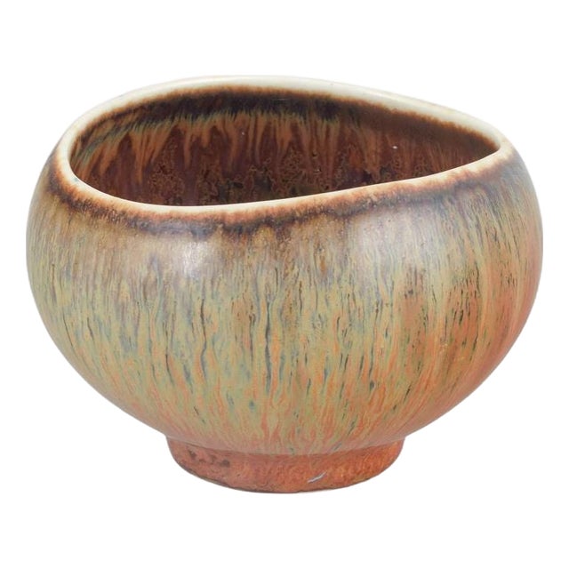 Mid-20th Century Stoneware Bowl with Multicolored Glaze by Gunnar Nylund for Rörstrand For Sale