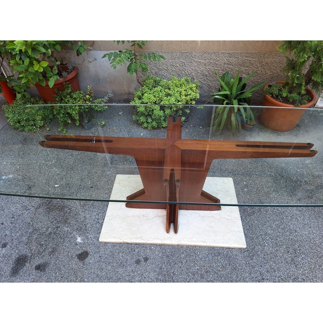 Vintage Table in Walnut Wood with Marble Base by Giorgio Raponi, 1950s For Sale - Image 6 of 17