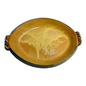 1990s Sud & Co Cassis en Provence Glazed Terracotta Corsica Serving Dish