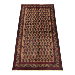 Baloch Rug 3’2” X 5’9” Brown Wool Vintage Tribal Hand-Knotted Carpet