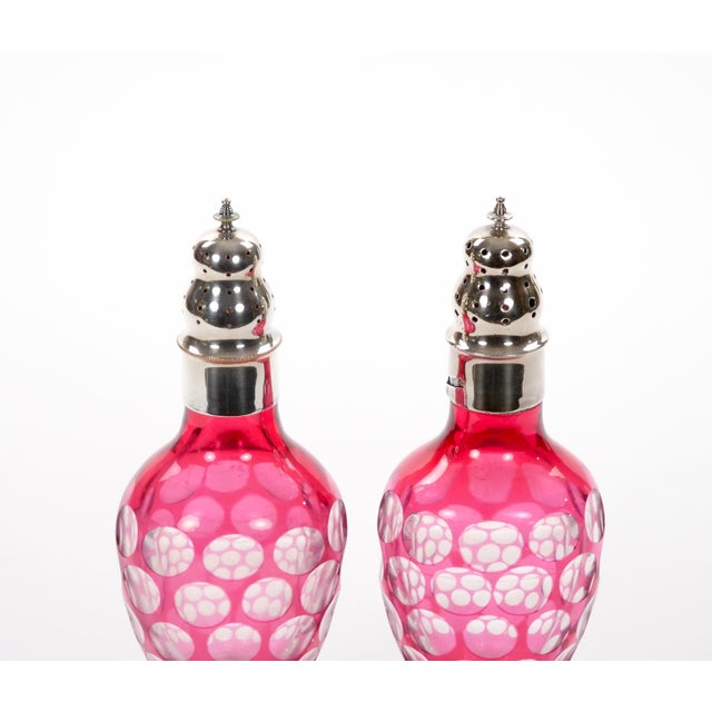 Mid 20th Century Val Saint Lambert Pink Glass Bottles With Diamond-Cut & Etched Decoration For Sale - Image 5 of 12
