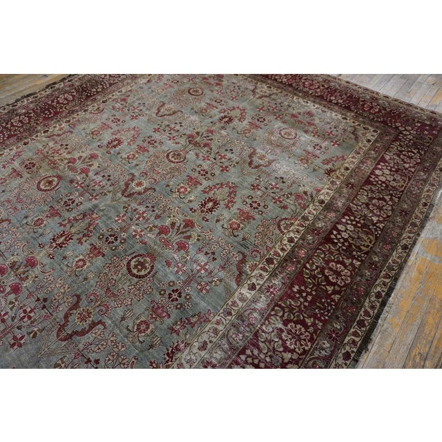 Beautiful Sky Blue Background Color With Floral Design in a Kirman Sytle Antique Persian Rug For Sale - Image 10 of 12