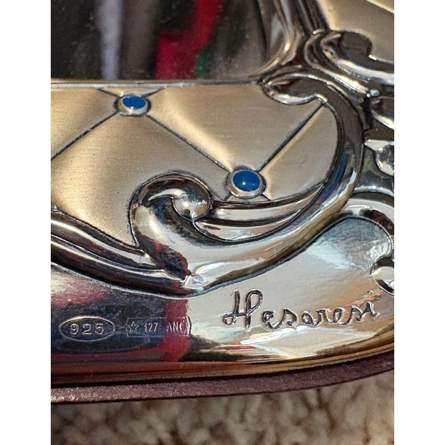 Traditional Italian Sterling Silver Picture Frame or Tabletop Vanity Mirror by Leader Argent, Pesaresi Pattern For Sale - Image 3 of 8