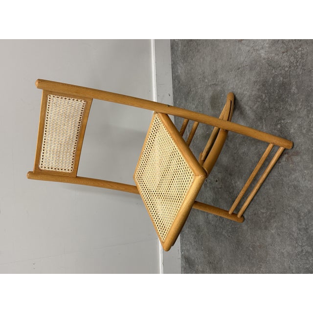 Mid-Century Belgian Folding Chairs in Wood and Hand-Woven Cane, Set of 4 For Sale - Image 10 of 15