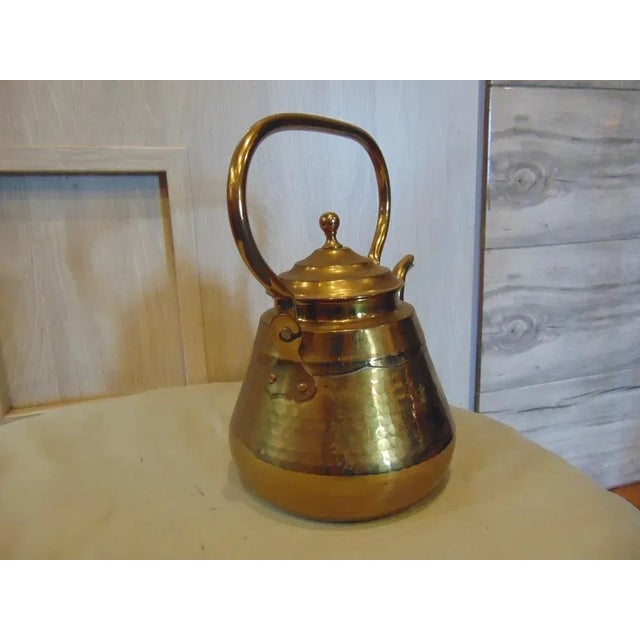 Metal Art Deco Brown Brass Kettle For Sale - Image 7 of 8