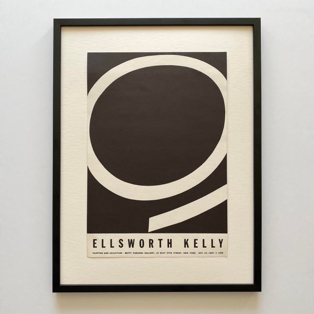 Ellsworth Kelly Vintage 1959 Mid Century Modernist Lithograph Print " Running White " Framed Minimalist Exhibition Poster For Sale - Image 17 of 18