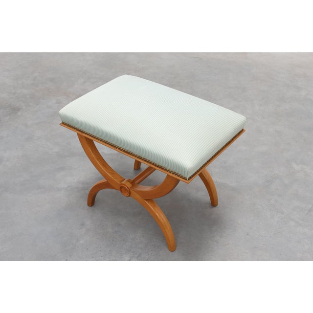 Empire Style Curule Stool with Striped Upholstery, France, 1950s For Sale - Image 10 of 12