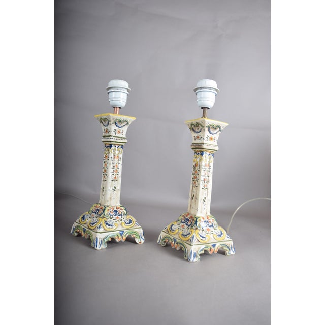 French Rouen Faience Table Lamps, 1890s, Set of 2 For Sale - Image 13 of 18