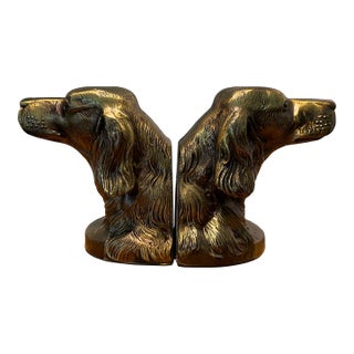 Vintage Bronze Retriever Bookends, Signed- a Pair For Sale