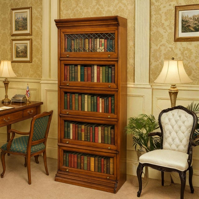 Legacy 5 Stack Barrister Bookcase - Light Brown Walnut For Sale - Image 4 of 8