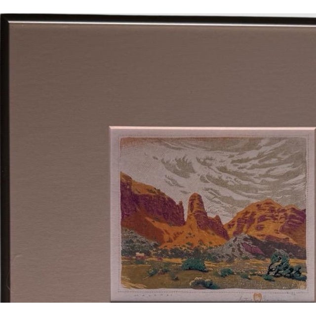 Terra Cotta 1930s Gustave Baumann Signed Southwest Color Woodcut "Malapai" Framed Art For Sale - Image 8 of 13