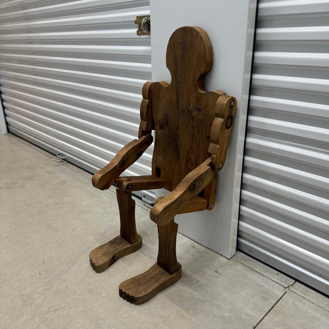 Mid 20th Century Mid 20th Century Life Size Articulating Wood Man; Folk Art Wood Sculpture For Sale - Image 5 of 12