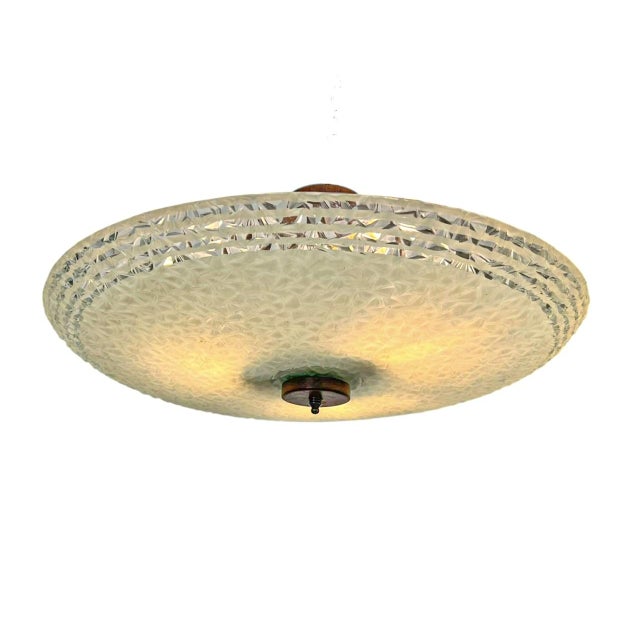 Large Vintage Flush Mount in Teak and Glass, 1960s For Sale - Image 10 of 11