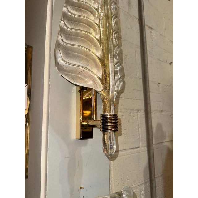 Early 21st Century Modern Murano Glass Leaf Form Sconces - Pair For Sale - Image 5 of 5