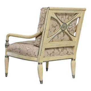 1980’s Neoclassic Large Scale Armchair W/Distressed Finish by Bernhardt From Vargas Fine Furniture For Sale