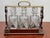 Traditional Antique English Edwardian Betjemann’s Cut Crystal Three Bottle Tantalus C. Early 20th Century For Sale - Image 3 of 8