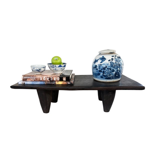 1980s Lg Vintage African Senufo Stool / Table I Coast 33.75" W by 9.5" H For Sale - Image 5 of 8