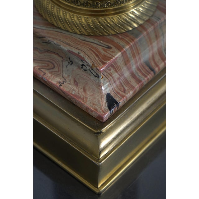 Paul Hanson Vintage Paul Hansen Brass & Faux Marble Tall Lamp For Sale - Image 4 of 10