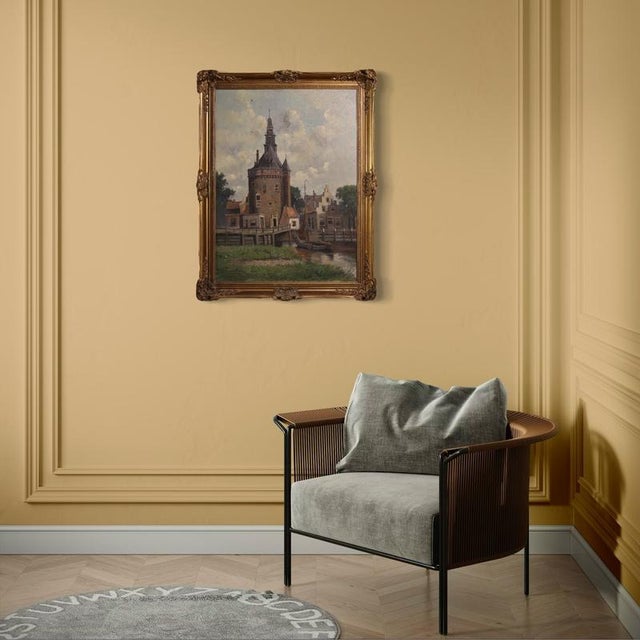 Modern Dutch Artist, View of the City of Hoorn, 1950, Oil on Canvas For Sale - Image 3 of 15