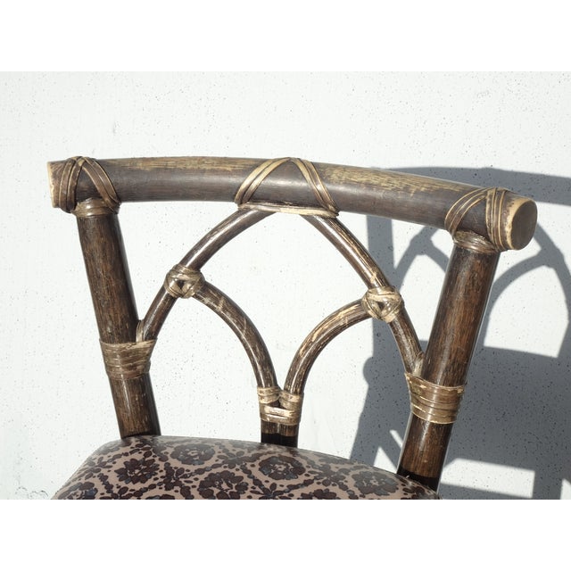 Pair of Vintage McGuire Barstools Bar Stools W Leather Straps and Brass Footrest For Sale - Image 10 of 18