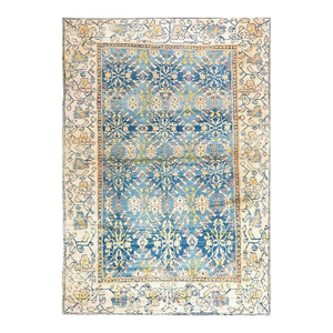 Beautiful Light Blue Background Antique Small Scatter Size Indian Cotton Agra Carpet