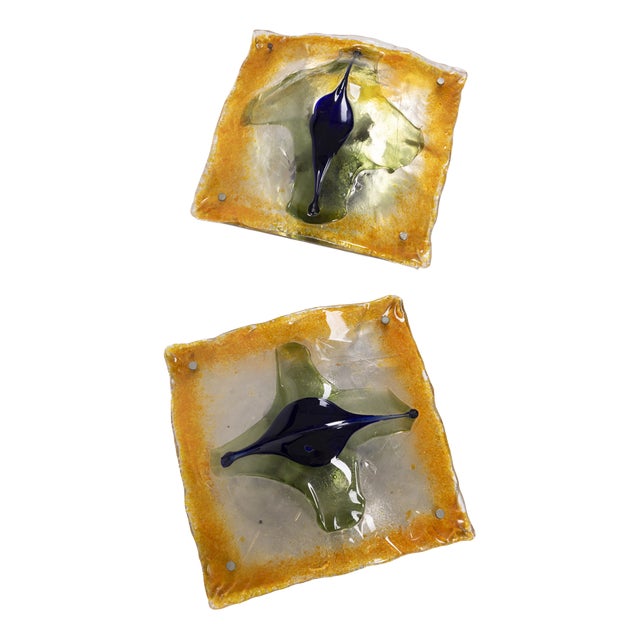 Vintage Murano Glass Wall Lamps by Toni Zocceri for Mazzega, 1960s, Set of 2 For Sale