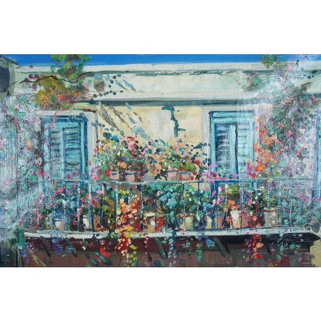 Late 20th Century Late 20th Century Andre Andreoli Italian Street Scene Oil Painting Tobacco Shop Cityscape Canvas, Framed For Sale - Image 5 of 6