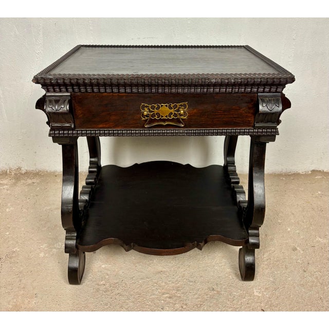 Portuguese Side Table with Drawer and Lower Shelf, 1930s For Sale - Image 6 of 16