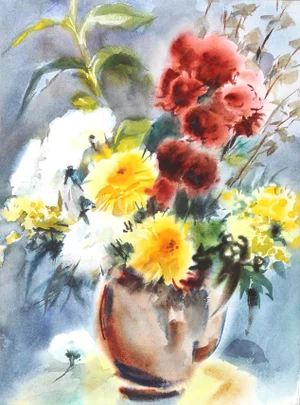 Eve Nethercott, Vase of Flowers (P3.18), Watercolor on Paper