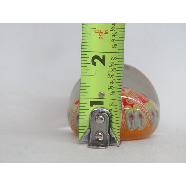 Orange and Yellow Millefiori Art Glass Rounded Paperweight White Latticino 4846b For Sale - Image 11 of 12
