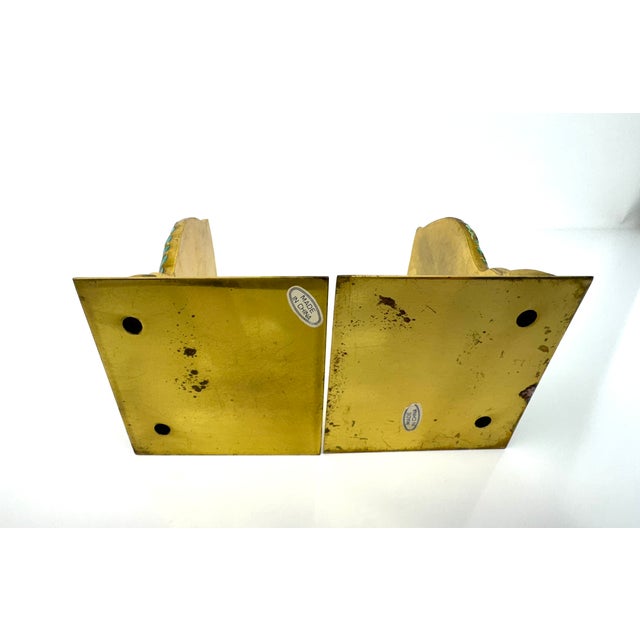 Vintage Chinoiserie Fish Motif Bookends in Gilt and Jewel-Tone Enamel For Sale - Image 12 of 12