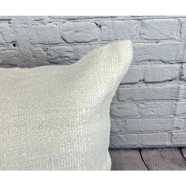 Turkish 20 x 20 Hemp Pillow Turkish Cushion Natural Grayish White Pillow Cushion Cover For Sale - Image 3 of 4