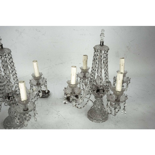 Mid-Century Modern Maria Theresa Crystal Candelabra Table Lamps, Italy, 1940s, Set of 2 For Sale - Image 3 of 18