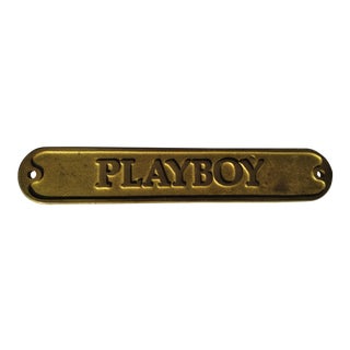 Vintage Solid Brass "Playboy" Sign/Plaque For Sale
