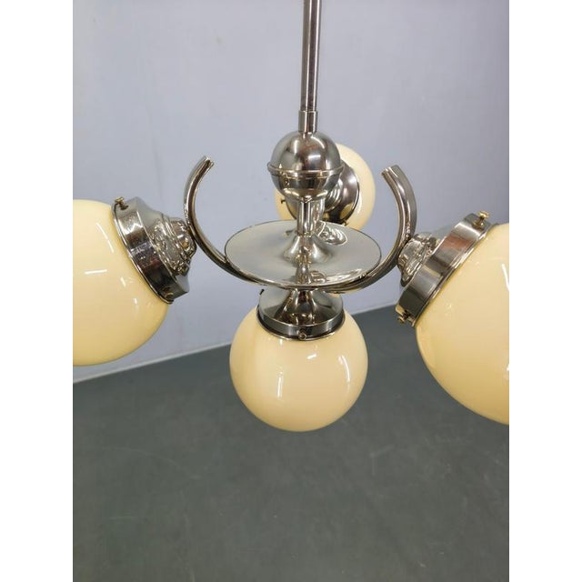 Bauhaus Czechoslovakian Globe Chandelier, 1930s For Sale - Image 6 of 13