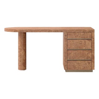 Textured Natural Wood Desk with Support Round Leg by Ultramobili For Sale