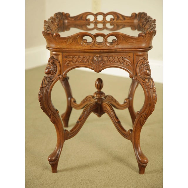 Renaissance Revival Antique Carved Walnut Tray Top Coffee Table For Sale - Image 4 of 12