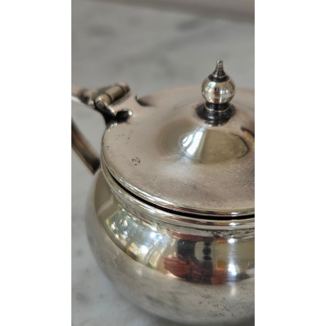 Early 20th Century English Epns Silver-Plated Mustard Pot With Cobalt Blue Glass Liner For Sale - Image 10 of 17
