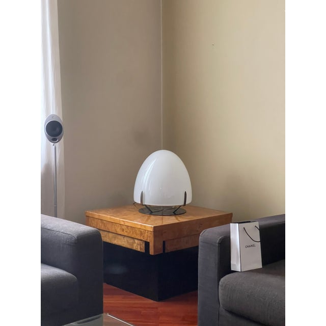 Large Vintage Table Lamp in Murano Opaline Glass and Metal in the style of Leucos and VeArt, Italy, 1970s For Sale - Image 13 of 15
