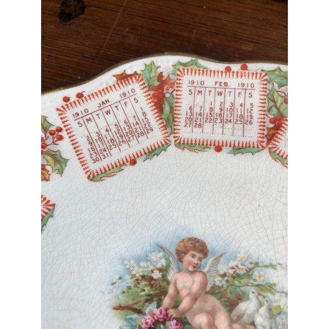1910 Christmas Winter Connecticut Calendar Plate For Sale - Image 4 of 7