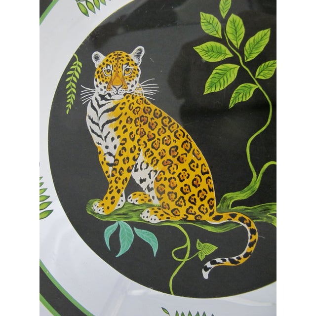 Glass Lynn Chase Sitting Left Jaguar Jungle Cat Glass 8 1/4" Salad Plate Set of 2 For Sale - Image 7 of 12
