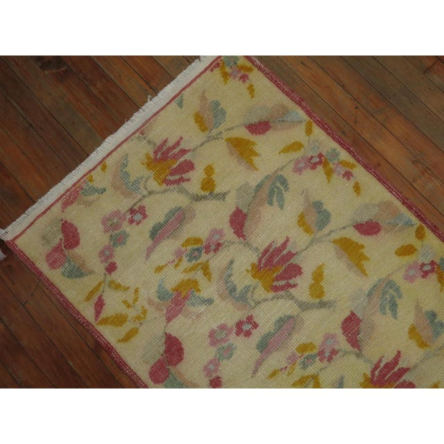 Vintage Zabihi Collection Turkish Anatolian Floral Small Runner For Sale - Image 4 of 6