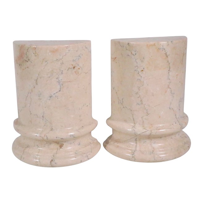 Late 20th Century Late 20th Century Pr. Half Column Marble Bookends by Boticina For Sale - Image 5 of 11