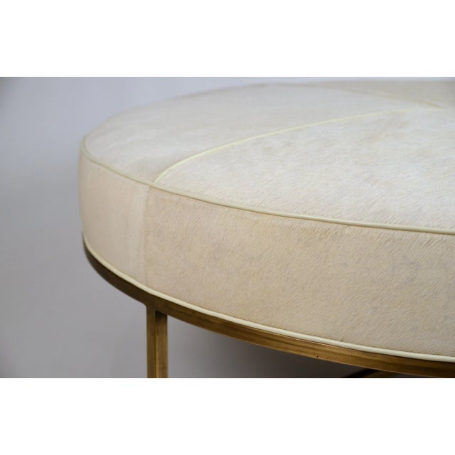 Not Yet Made - Made To Order White Hide and Patinated Brass 'Tambour' Ottoman by Design Frères For Sale - Image 5 of 10