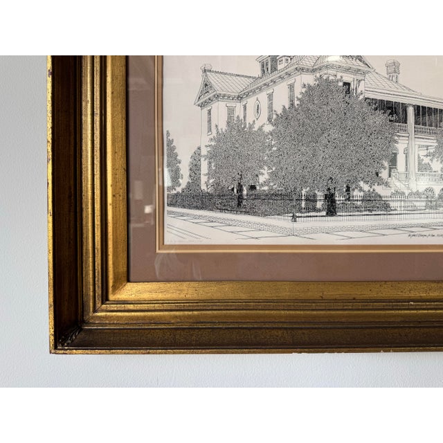Wood 1975 Ed Jader “The John H. Robinson Home – Austin, Texas 1888” Limited Edition Architectural Print, 18/50, Framed For Sale - Image 7 of 12