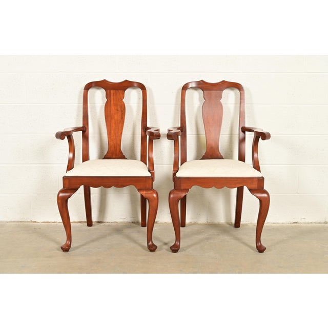 Henkel Harris Queen Anne Solid Cherry Wood Armchairs, Pair For Sale - Image 14 of 14