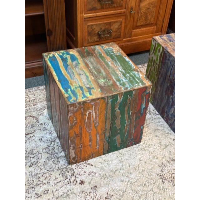 Design Plus Gallery presents a Pair of Handmade Reclaimed Boat Wood Cube Stools from Bed Bath & Beyond. Bring creative...